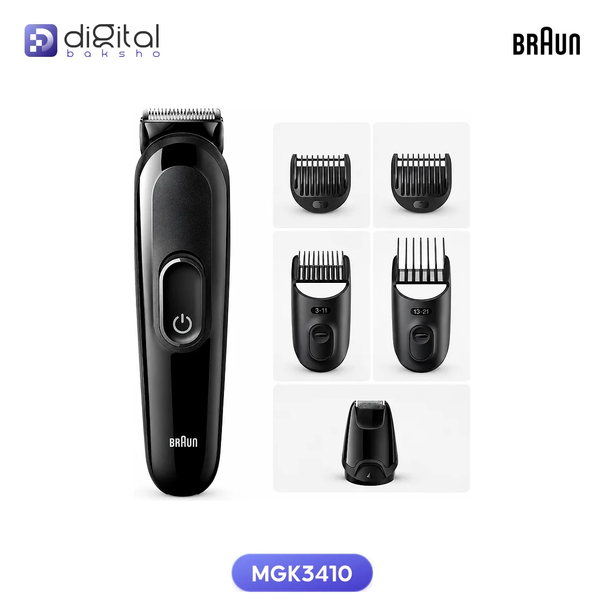 Braun MGK3410 6-in-1 Beard & Hair Trimmer - Cordless Grooming Kit