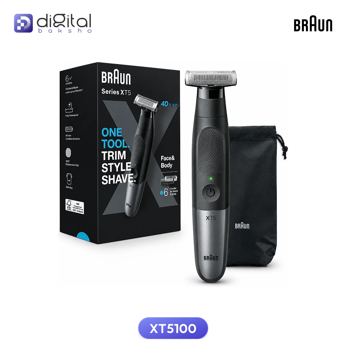 Braun XT5 All-in-One Beard & Body Trimmer XT5100 - Rechargeable Grooming Tool thumbnail 3