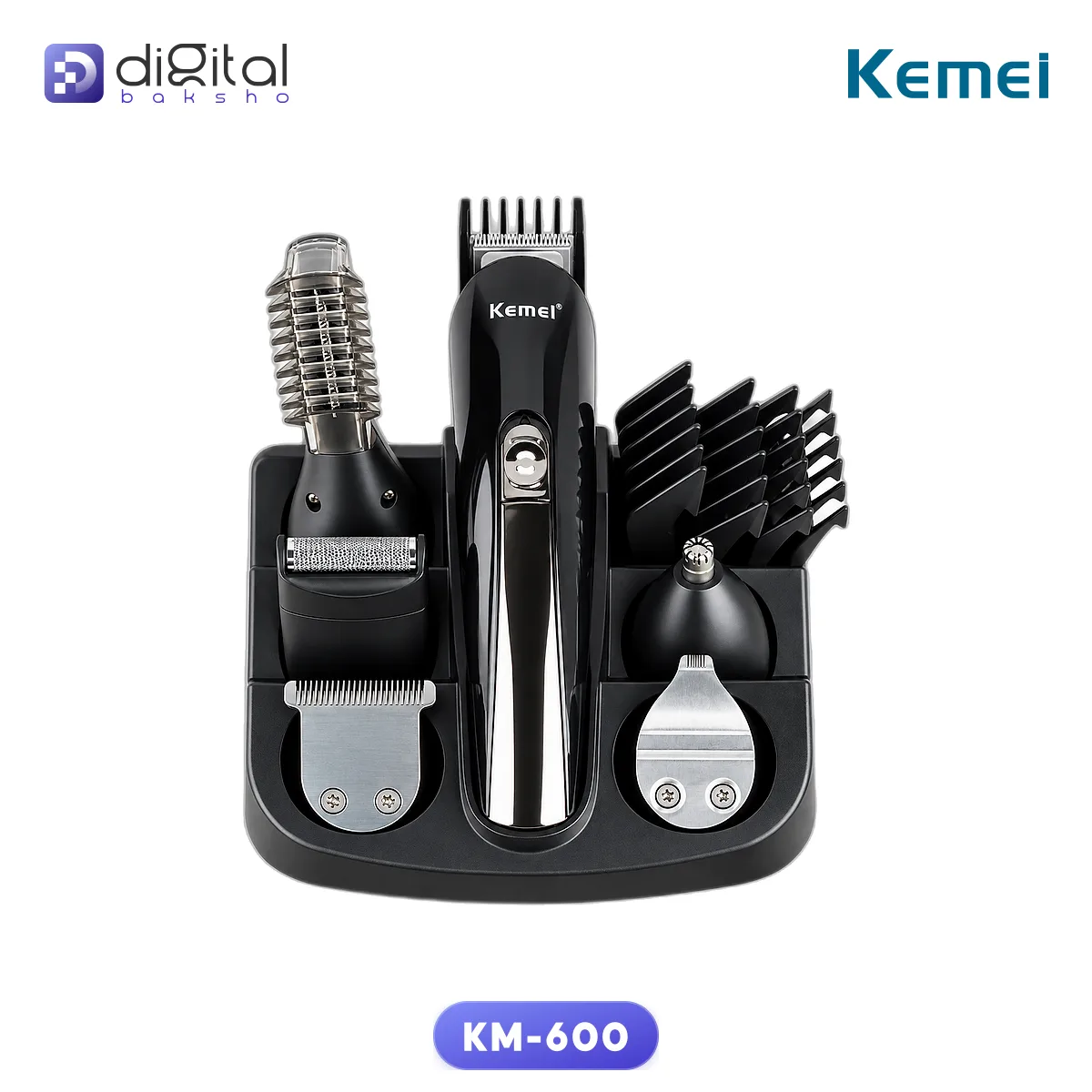 Kemei KM-600 11-in-1 Multi Grooming Kit for Men - Corded & Cordless Trimmer with USB Type-C