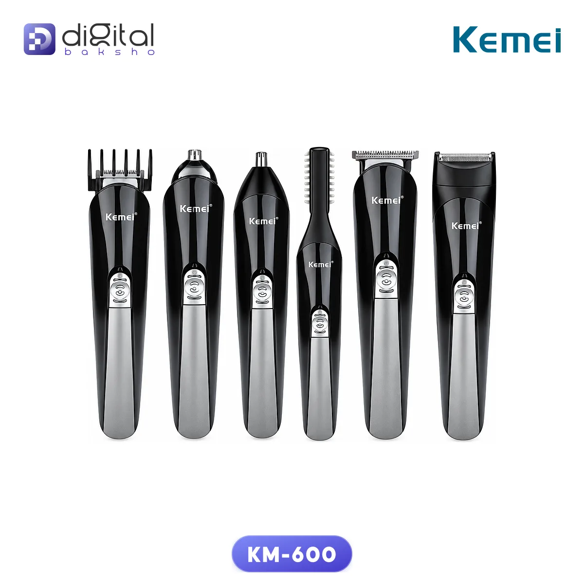 Kemei KM-600 11-in-1 Multi Grooming Kit for Men - Corded & Cordless Trimmer with USB Type-C alternate view
