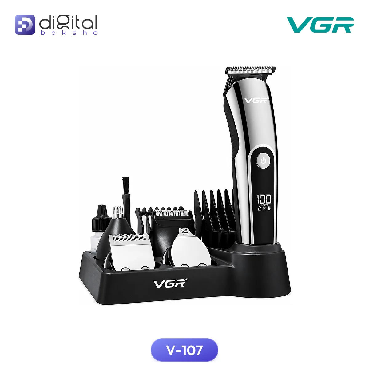 VGR V-107 (11-in-1) Grooming Kit IPX6 Waterproof - Cordless Hair & Beard Trimmer with 150-Minute Runtime