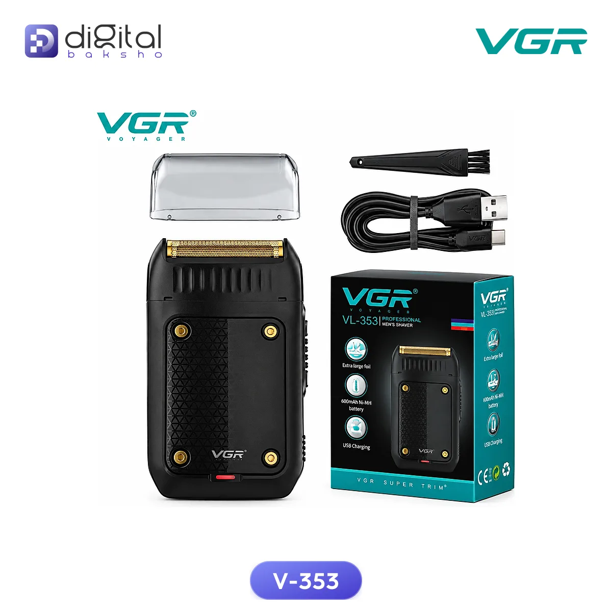 VGR V-353 Foil Shaver with Pop-Up Trimmer - Cordless Rechargeable, 45-Min Runtime, 1-Year Warranty alternate view