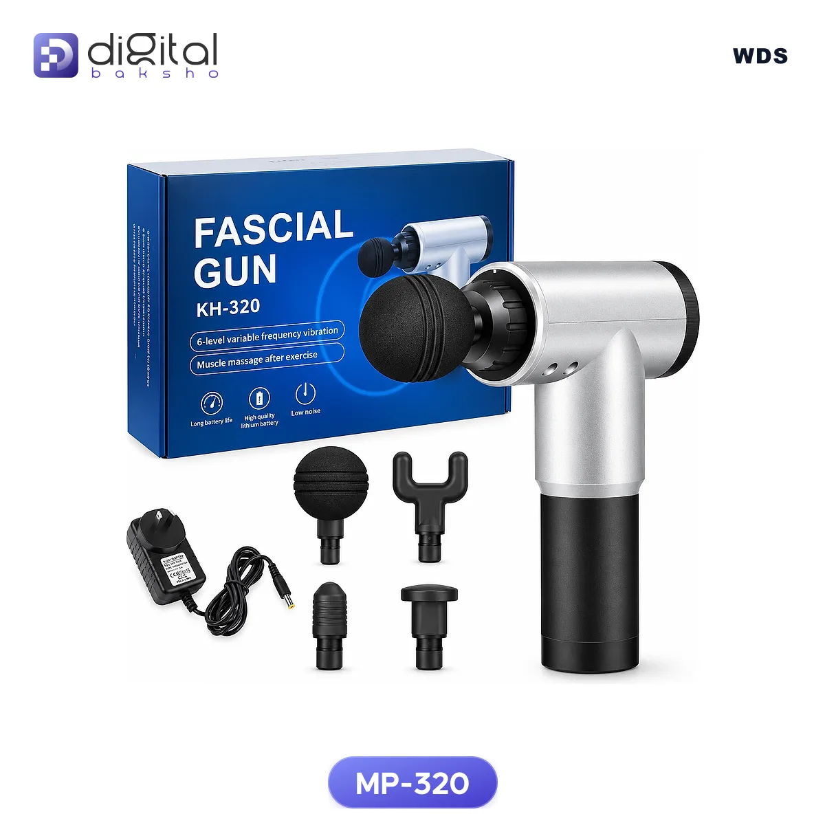 WDS MP-320 Fascial Gun Deep Tissue Muscle Massager - 6 Speed Rechargeable Percussion Massager alternate view
