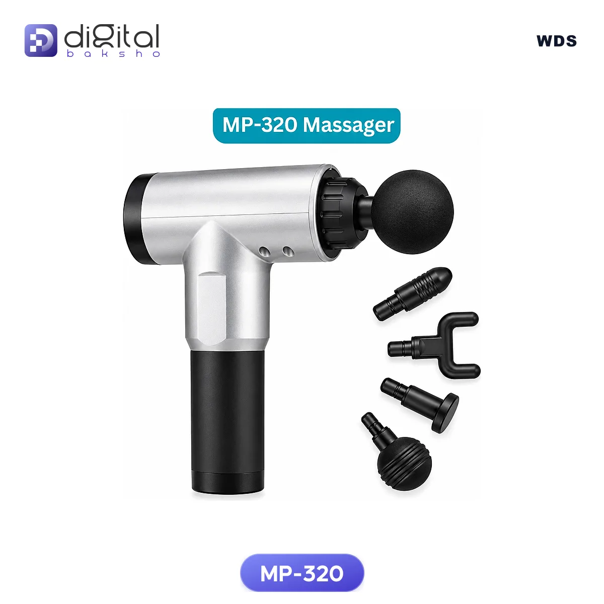 WDS MP-320 Fascial Gun Deep Tissue Muscle Massager - 6 Speed Rechargeable Percussion Massager thumbnail 3