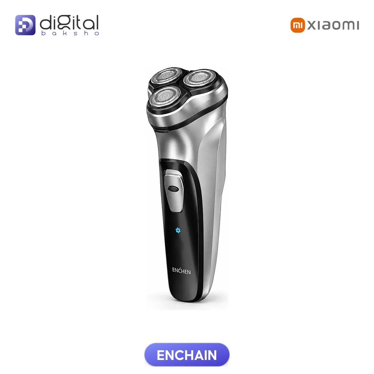 Xiaomi ENCHAIN Blackstone 3D Electric Shaver, Angled view with three rotary shaver heads