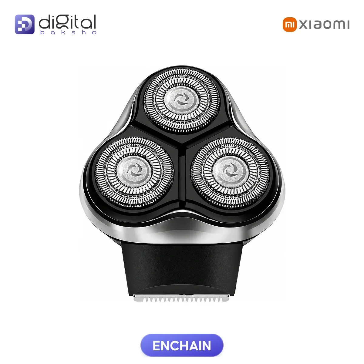 Xiaomi ENCHAIN Blackstone 3D Electric Shaver, Front view of three rotary shaver heads